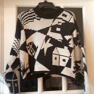 Vintage 80s Gil Aimbez Black White Sweater size M